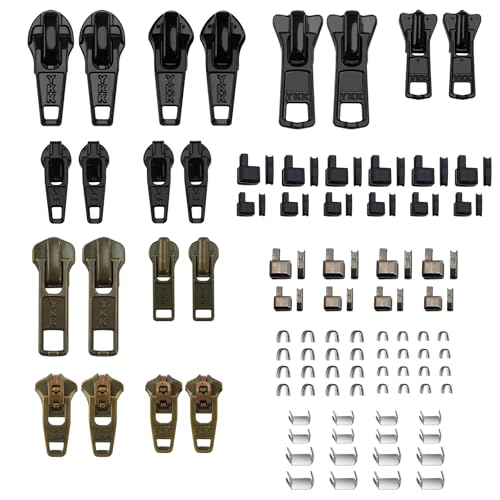 VICHERIA Zipper Repair Kit PRO Upgrade for YKK- Includes #4.5 & #4YG Metal Sliders + Insertion Pins for Jeans, Pants & Outdoor Gear, Compatible with YKK #3#4.5#5 Metal, Plastic & Coil Zippers (20 Pcs) - Image 1