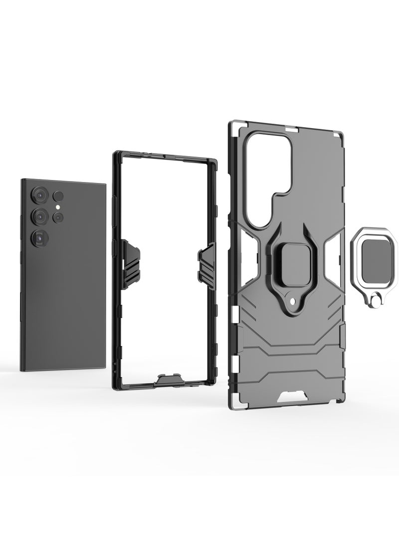 general Shockproof Heavy Duty Hard Rugged Armor Protective Robot Ring Case Cover for Samsung Galaxy S24 Ultra 5G - Image 3
