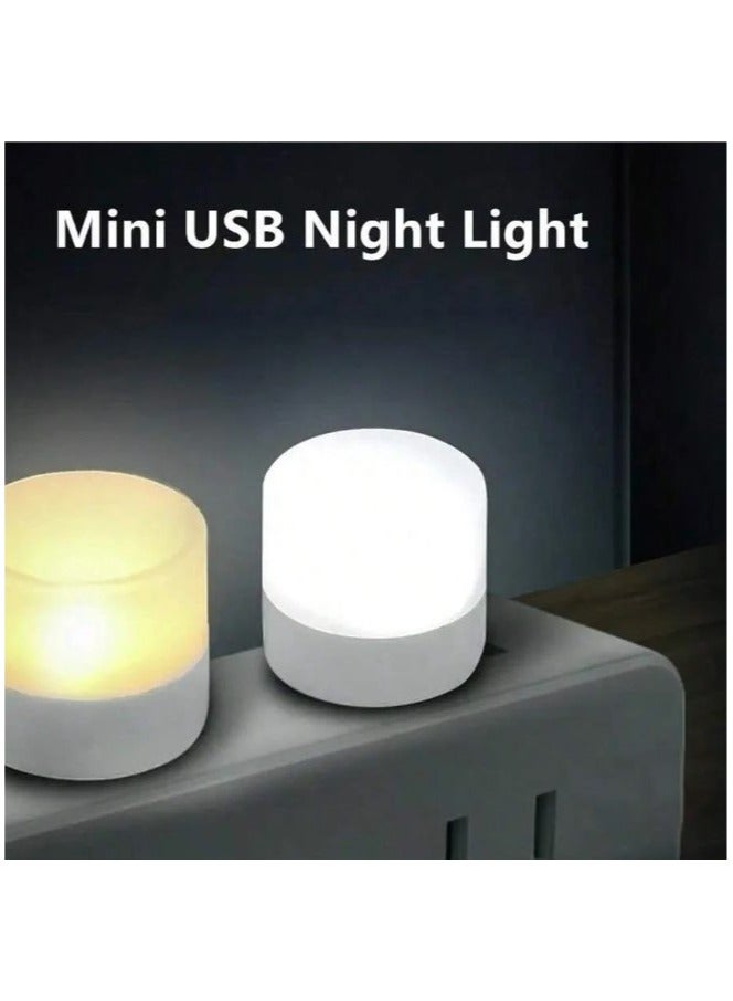 مصباح ليلي LED صغير بمنفذ USB محمول ضوء ناعم لحماية العين لغرفة نوم الاطفال والمطبخ والرواق والتخييم والقراءة والنوم 5 قطع اضاءة بيضاء  - Image 4