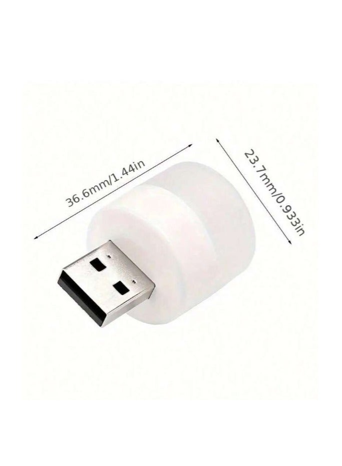 مصباح ليلي LED صغير بمنفذ USB محمول ضوء ناعم لحماية العين لغرفة نوم الاطفال والمطبخ والرواق والتخييم والقراءة والنوم 5 قطع اضاءة بيضاء  - Image 3