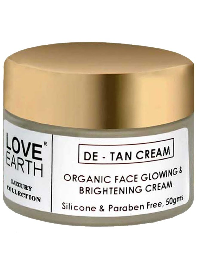 Love Earth De-Tan Moisturizing Cream With Aloe Vera & Sandalwood Extract For Pigmentation & Even Skin Tone, Silicon & Paraben Free 50gm - Image 1