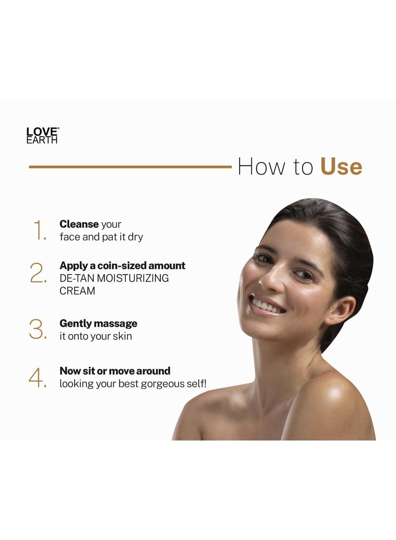 Love Earth De-Tan Moisturizing Cream With Aloe Vera & Sandalwood Extract For Pigmentation & Even Skin Tone, Silicon & Paraben Free 50gm - Image 5