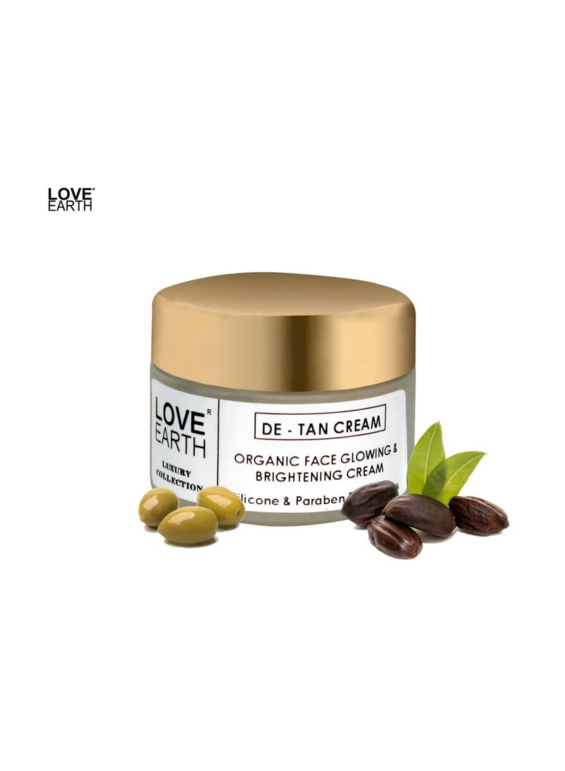 Love Earth De-Tan Moisturizing Cream With Aloe Vera & Sandalwood Extract For Pigmentation & Even Skin Tone, Silicon & Paraben Free 50gm - Image 2