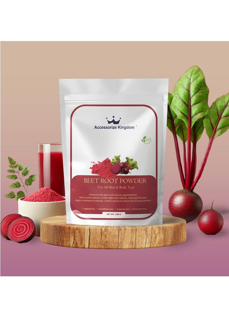 مملكة الإكسسوارات مسحوق الشمندر (100 غرام) - طبيعي ونقي 100% | مناسب للبشرة والجسم | يُعزز إشراقة البشرة، ويُقلل من التصبغات والخطوط الدقيقة | غني بالعناصر الغذائية والفيتامينات الأساسية | خالٍ من المواد الحافظة - Image 3