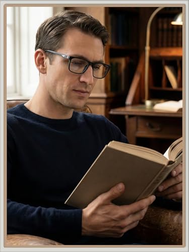 LianSan Progressive Multifocus Reading Glasses for Men,No-Line Blue Light Blocking Multifocal Computer Readers Anti Eyestrain(2 Colors/Progressive Top is not Zero,2.75x) - Image 3