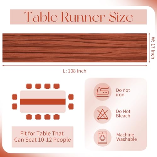 Beautane 10 Pack Terracotta Cheesecloth Table Runner 17x108 Inch Boho Gauze Cheese Cloth Table Runners for Wedding Party Baby Shower Birthday Home Decor - Image 2