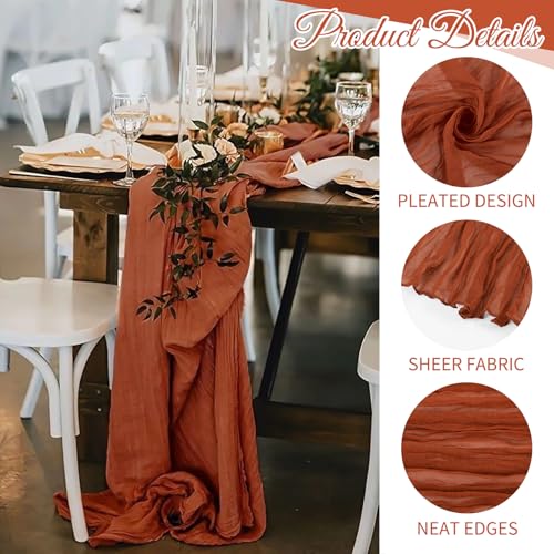 Beautane 10 Pack Terracotta Cheesecloth Table Runner 17x108 Inch Boho Gauze Cheese Cloth Table Runners for Wedding Party Baby Shower Birthday Home Decor - Image 3
