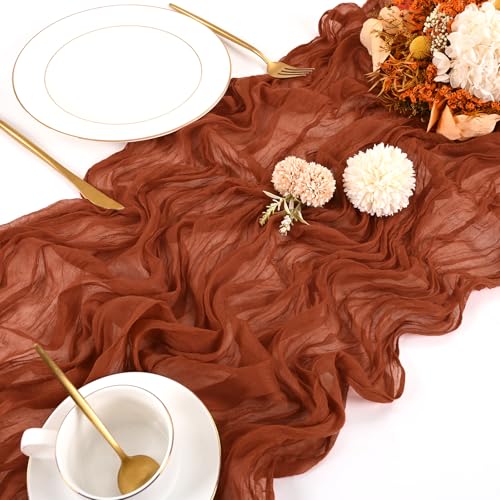 Beautane 10 Pack Terracotta Cheesecloth Table Runner 17x108 Inch Boho Gauze Cheese Cloth Table Runners for Wedding Party Baby Shower Birthday Home Decor - Image 4