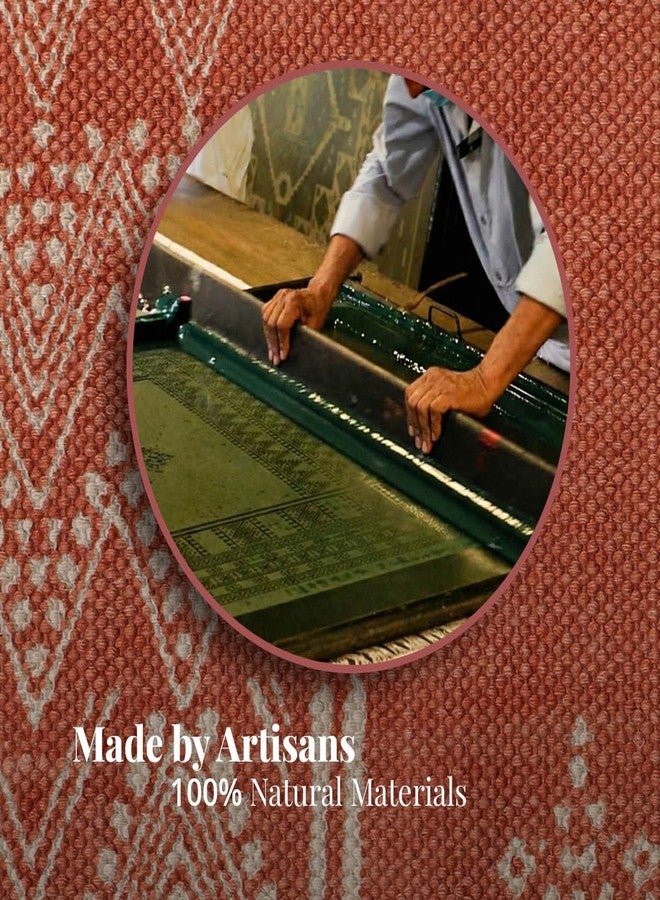 Peepul Tree Jaipuri Handprinted Cotton Rugs for Living Room |Modern Durries for Living Room |Cotton Carpets for Living Room |Floor Rug for Bedroom|(Rust Brown, 3X5 ft) | Home Decor Gift Items - Image 5