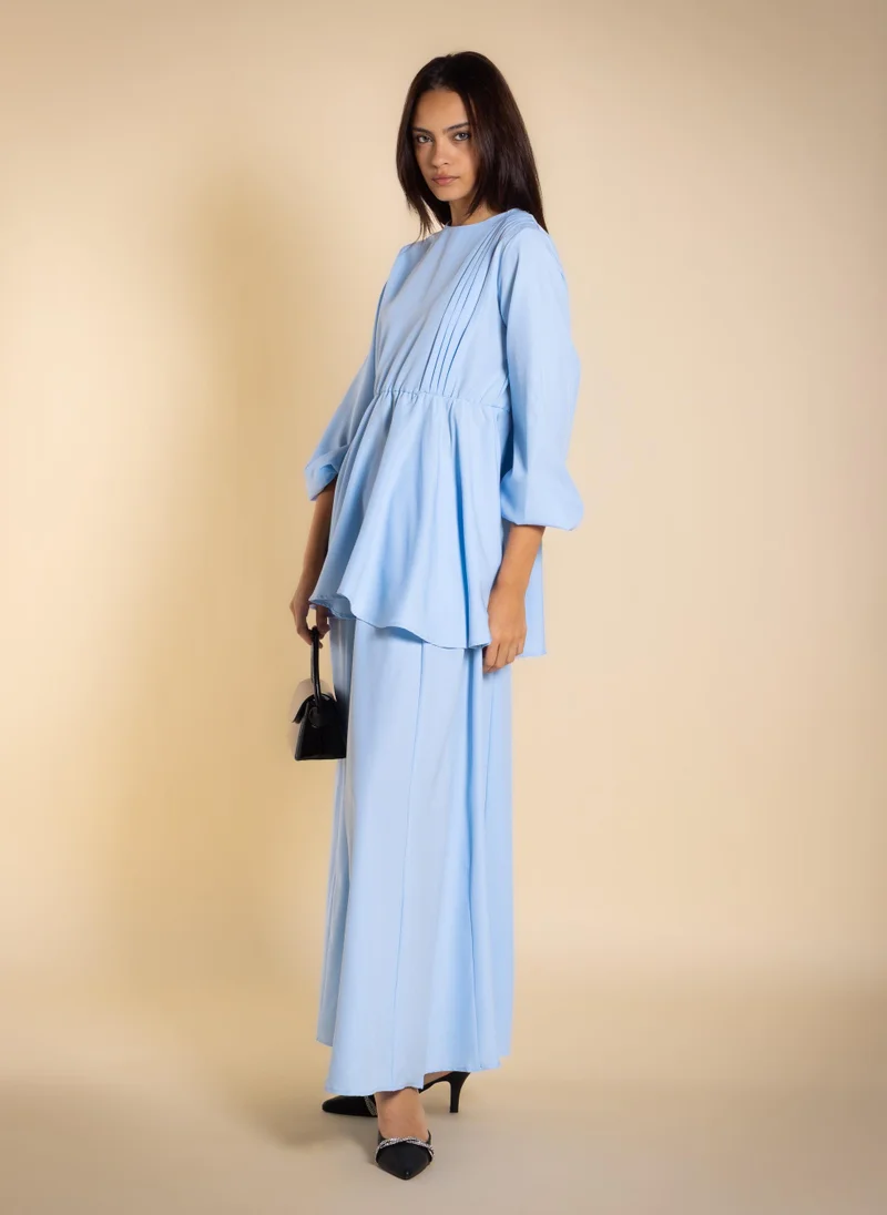 Shapes Blue CINCHED WAIST BLOUSE SET for Women | Best Price UAE