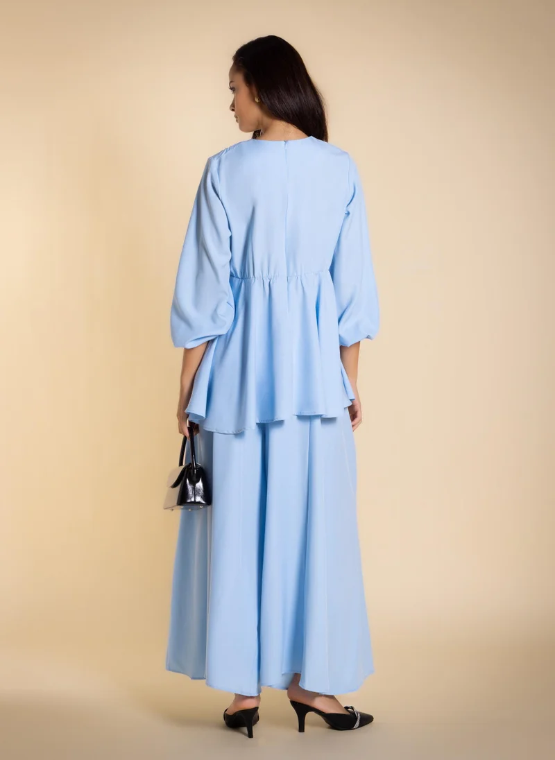 Shapes Blue CINCHED WAIST BLOUSE SET for Women | Best Price UAE
