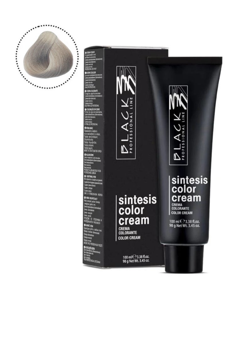 Black Professional Line Sintesis T1 Platinum Ash Color Cream - 100ml, Long-Lasting Hair Color - Image 1