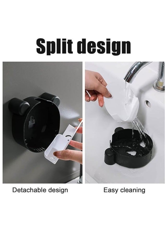 Spaceshoop Wall Mounted Self Draining Soap Dish Holder Box - Hanging Cute Panda soap Box with Drain Flip Lid - Self Adhesive Magic Sticker for Bathroom, Kitchen, Bathtub - Image 4