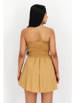 NOMAD Women Textured Strapless Playsuits, Tan  - Image 2