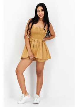 NOMAD Women Textured Strapless Playsuits, Tan  - Image 1
