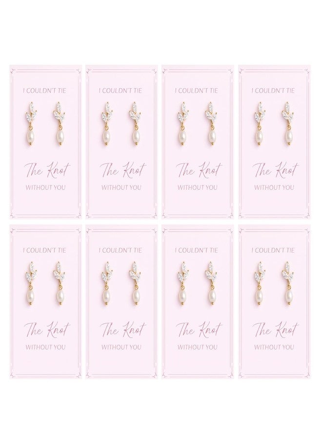 Dcfywl731 Bridesmaid Earrings Bridesmaid Proposal Gifts Set Gold Knot Pearl Drop Earrings I Can't Say I Do Without You Maid of Honor Wedding Bridal Party Jewelry Thank You Gifts - Image 1