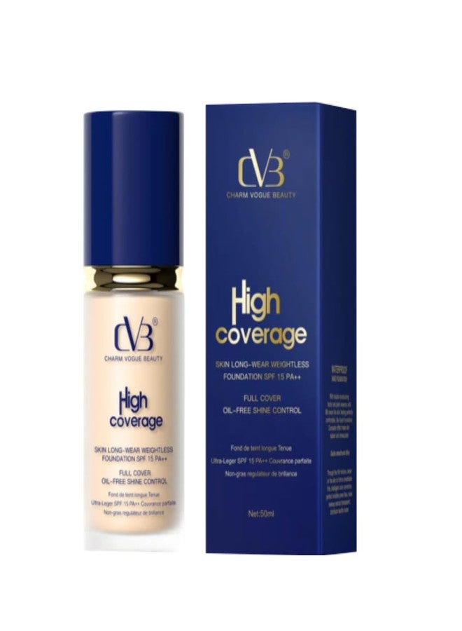 سي في بي كريم أساس CVB عالي التغطية للبشرة يدوم طويلاً وخفيف الوزن مع عامل حماية من الشمس SPF15 PA++ C126 01 أبيض عاجي (White Ivory) - Image 1