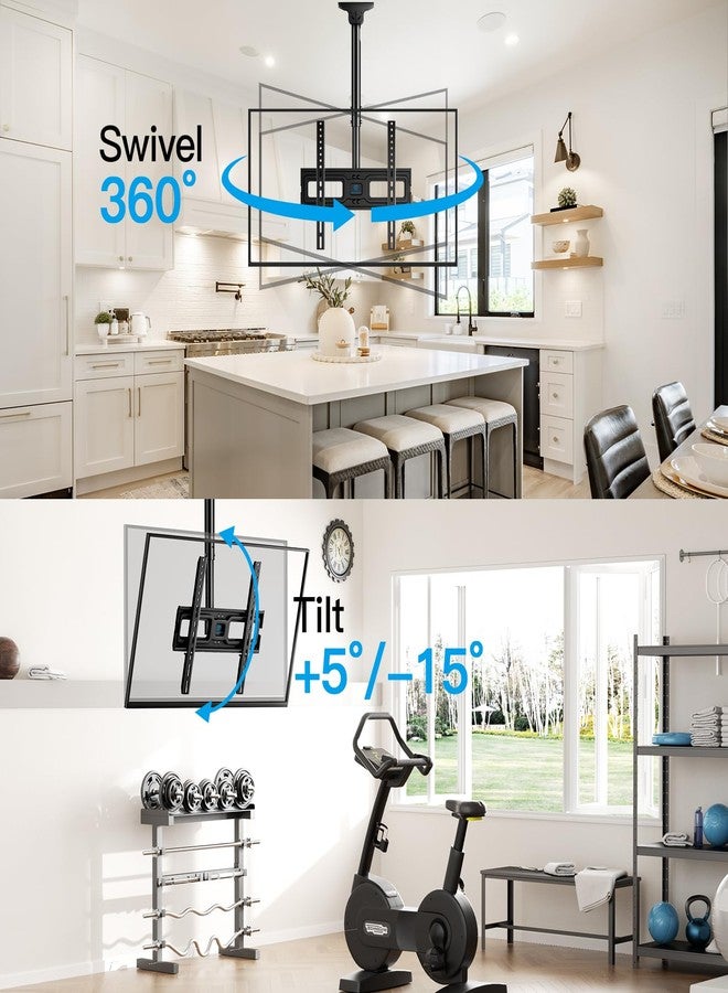 PERLESMITH Ceiling TV Mount for 26-65 inch Flat Screen Displays, Max VESA 400x400mm, Hanging Adjustable Ceiling TV Bracket Fits Most LCD LED OLED 4K TVs, Pole Ceiling Mount Holds up to 110lbs, PSCM2 - Image 5