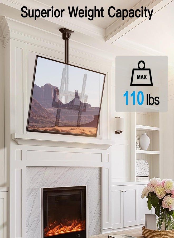 PERLESMITH Ceiling TV Mount for 26-65 inch Flat Screen Displays, Max VESA 400x400mm, Hanging Adjustable Ceiling TV Bracket Fits Most LCD LED OLED 4K TVs, Pole Ceiling Mount Holds up to 110lbs, PSCM2 - Image 3