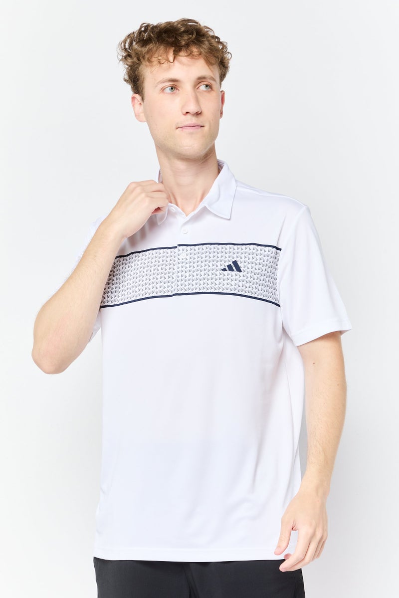 Adidas Men Sportswear Fit Short Sleeve Golf Polo Shirt, White  - Image 1
