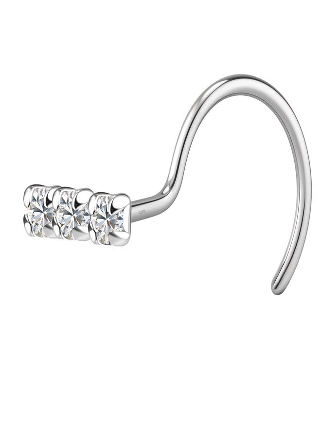 HighSpark 925 Silver Nose Studded Nose Pin | 92.5 Sterling Silver & Diamond Like Brilliance Sparkling Zirconia| Simple & Elegant Nose Piercing for Women - Image 1
