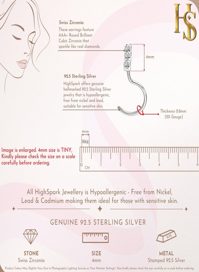 HighSpark 925 Silver Nose Studded Nose Pin | 92.5 Sterling Silver & Diamond Like Brilliance Sparkling Zirconia| Simple & Elegant Nose Piercing for Women - Image 2