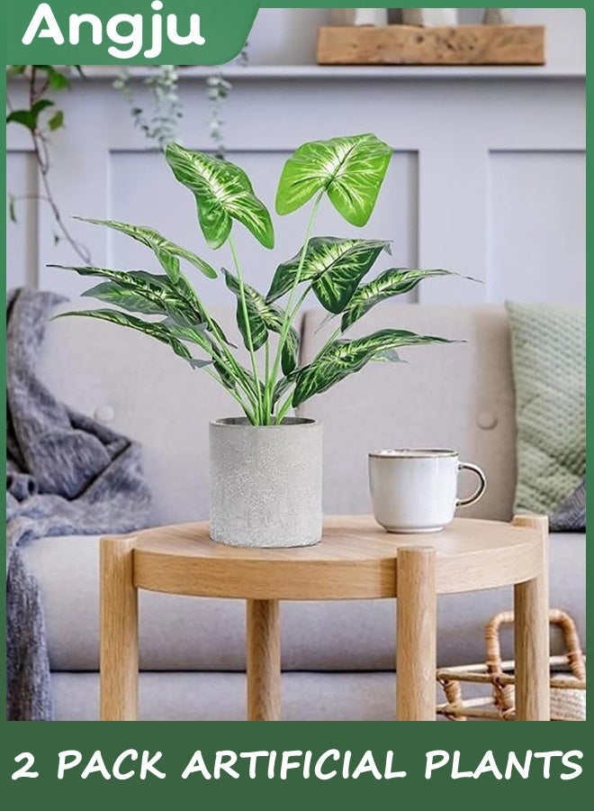 Angju 2 Pack Fake Plants Artificial Tropical Faux Plants Indoor for Office Desk Home Sage Green Decor - Image 2
