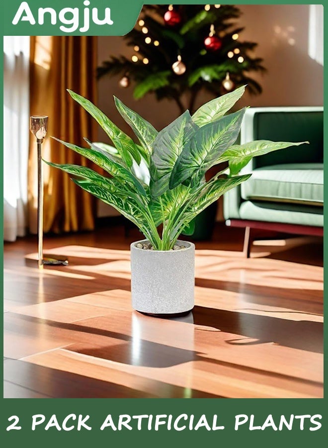 Angju 2 Pack Fake Plants Artificial Tropical Faux Plants Indoor for Office Desk Home Sage Green Decor - Image 3