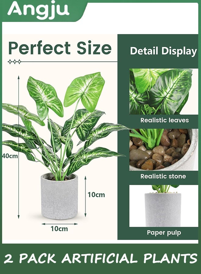 Angju 2 Pack Fake Plants Artificial Tropical Faux Plants Indoor for Office Desk Home Sage Green Decor - Image 5