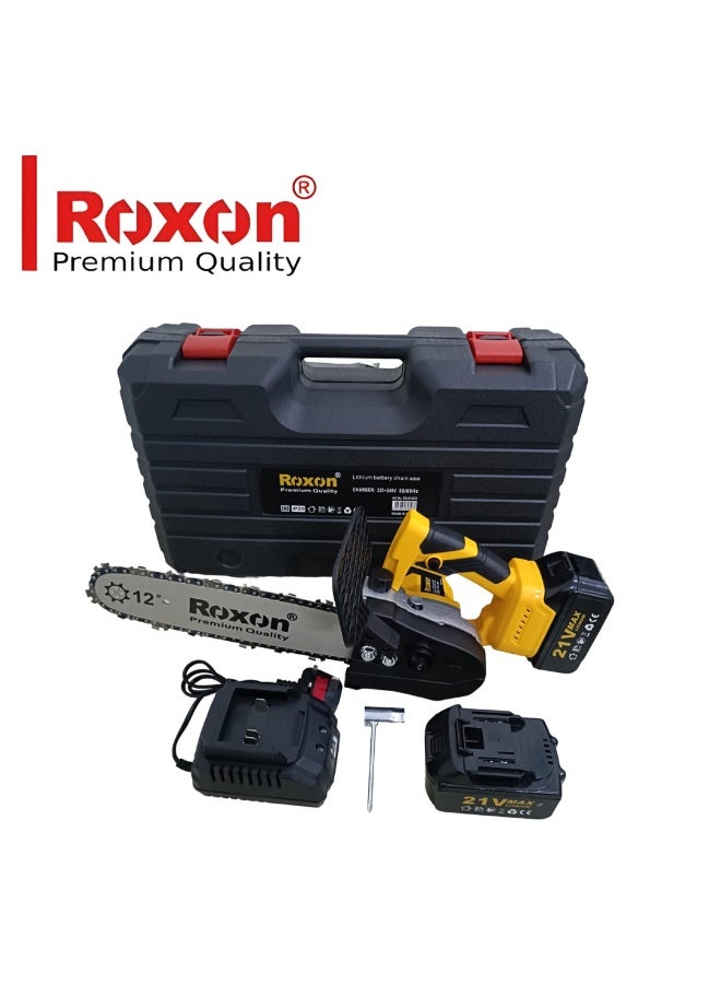 Roxon 12" Battery-Powered Wood Chainsaw – 21V with 2 Batteries & Charger - Image 1