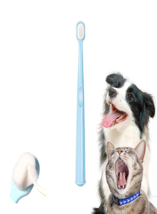 KnocKconK Cat Toothbrush, Soft Small Dog Dental Toothbrush Silicone, Easy Teeth Cleaning Head, Pet Deep Clean Dense Brush, Safe and Effective Oral Care, Brush Away Bad Breath, Easy to Handle, Blue - Image 1