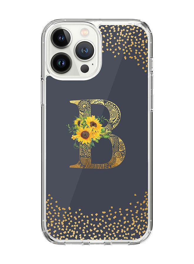 Stylizedd Classic Clear Case For iPhone 15 Pro Max, Hybrid Soft Case Thin Cover- Custom Monogram Initial Letter Mandala Floral Pattern Alphabet - B ( Grey) - Image 1