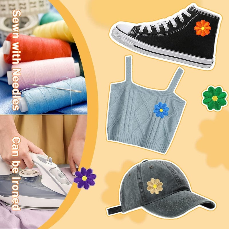 Ushaworks Embroidered Sunflower Sew onIron on Patches for ClothesSuitsBlouse Dupatta SareeJeansBackpack Iron Dress DIY Set 25 Piece Any Colors 3CM  - Image 4