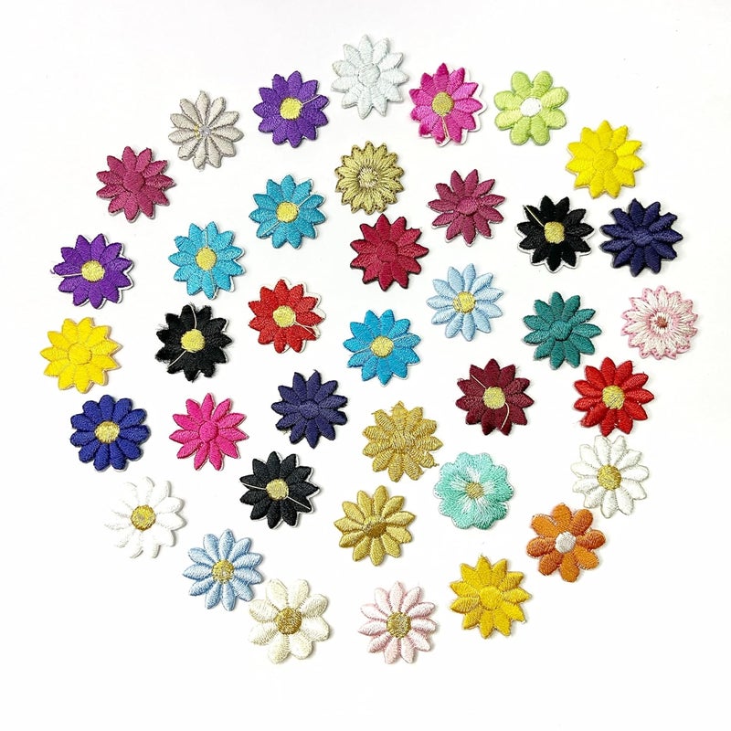 Ushaworks Embroidered Sunflower Sew onIron on Patches for ClothesSuitsBlouse Dupatta SareeJeansBackpack Iron Dress DIY Set 25 Piece Any Colors 3CM  - Image 1