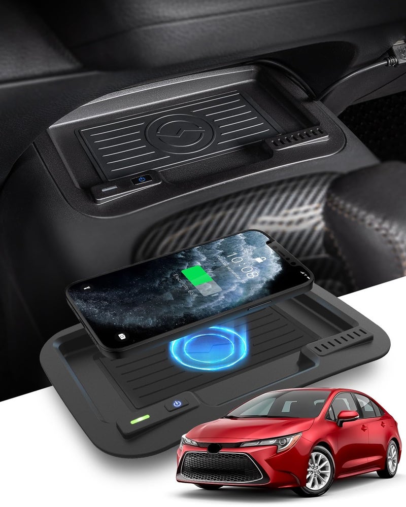 CarQiWireless Wireless Charger for Toyota Corolla 2026 2025 2023 2022 2021 2020 Le Se Hybrid AccessoriesAutomotive Center Control Organizer Wireless Charging Pad for 20202026 Toyota Corolla - Image 2