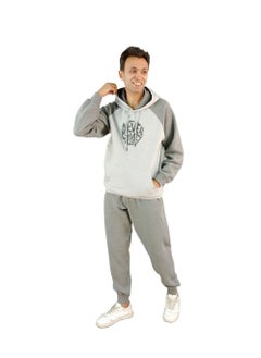 Jet Men Training Suit Long Sleeves And Hood -Dark & Light Gray  - Image 1