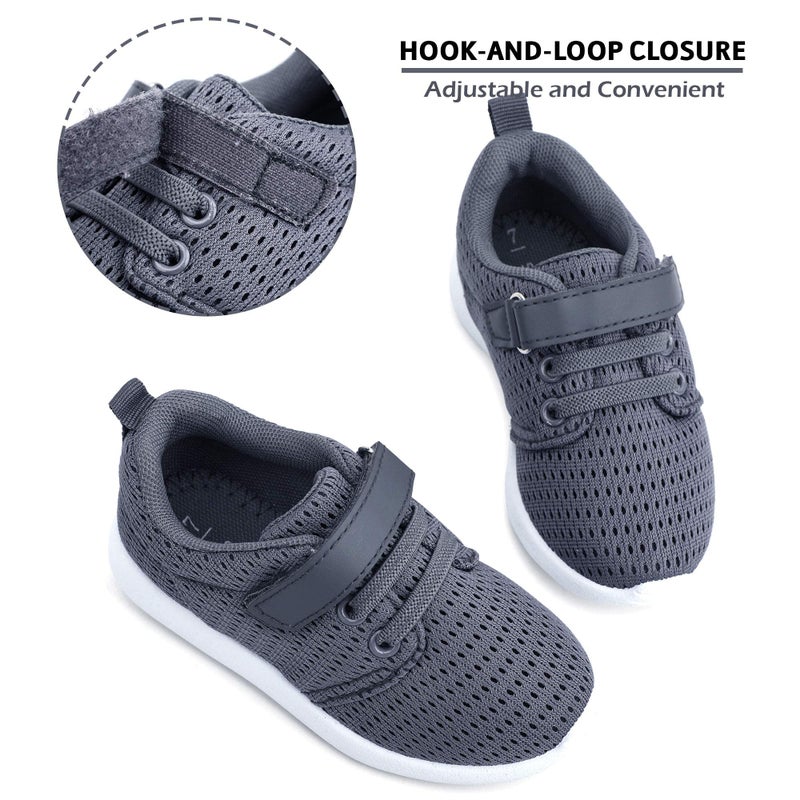 HIITAVE Toddler Boy Shoes Casual Tennis Shoes Breathable Sneakers for Trail Running,Fall Drak Grey/White 7 M US Toddler - Image 4