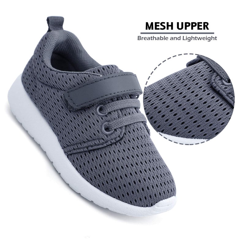 HIITAVE Toddler Boy Shoes Casual Tennis Shoes Breathable Sneakers for Trail Running,Fall Drak Grey/White 7 M US Toddler - Image 3