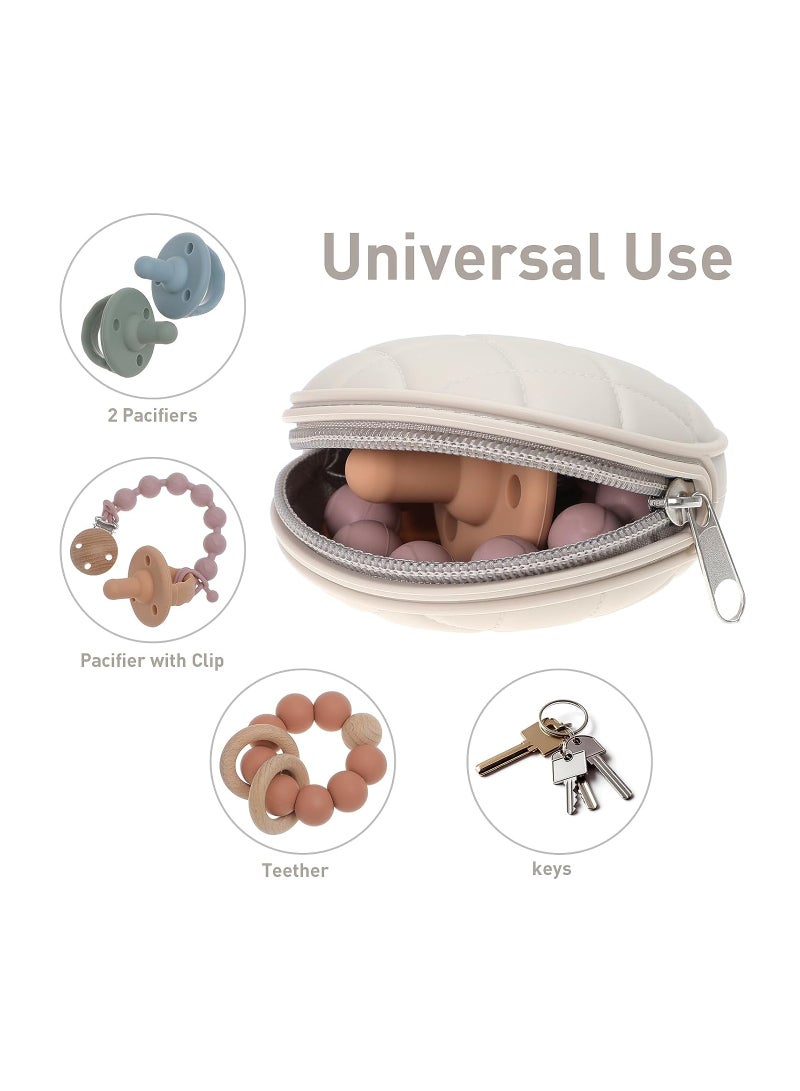 SOLARAE 2Pcs Pacifier Holder Case Set Newborn Baby Pacifiers Silicone Pouch Soft Silicone Portable Pacifier Clip and Accessory Pouch for Newborn Baby BPA Free - Image 2