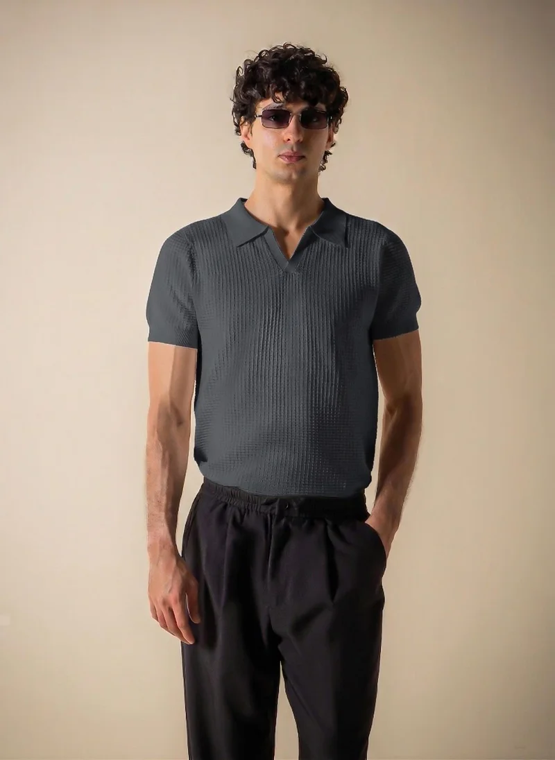 SHAPES TEXTURED POLO SHIRT