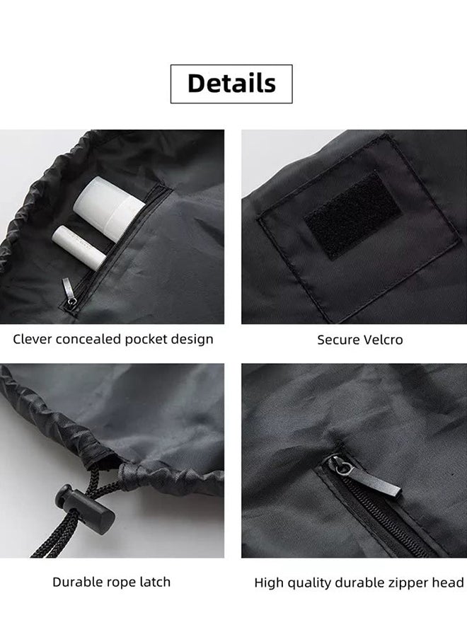 MARGOUN Make up Bag Drawstring Travel Cosmetic Bag Round Magic Toiletry Beauty Kit Pouch Flowering Black - Image 3