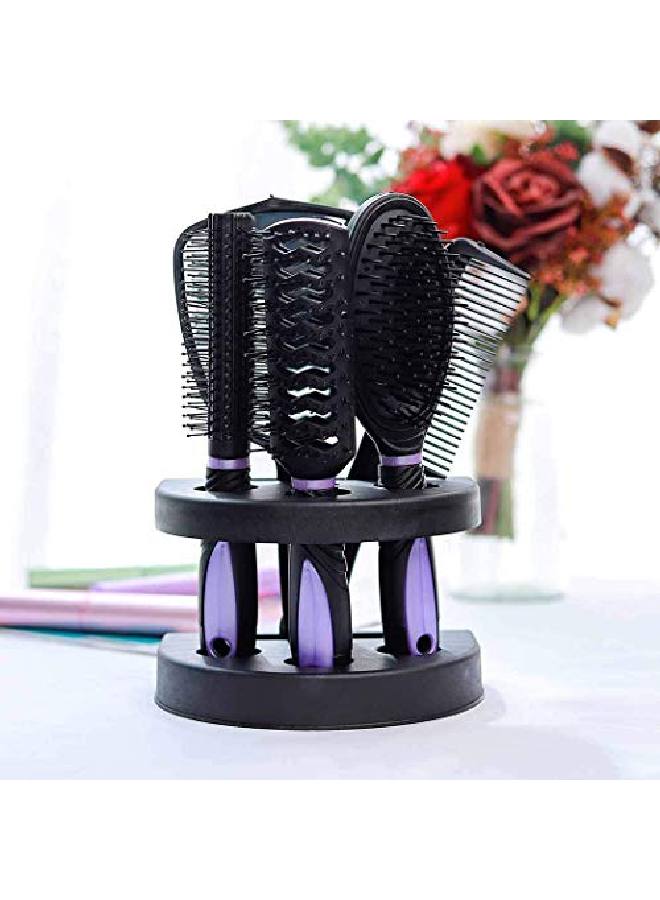 Healthcom 5 Pcs Hair Combs Set Professional Salon Hair Cutting Brushes Sets Salon Hairdressing Styling Tool Mirror And Holder Stand Set Dressing Comb Kits For Women And Menpurple - Image 5