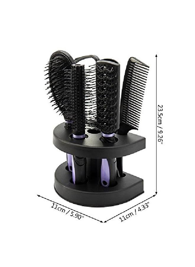 Healthcom 5 Pcs Hair Combs Set Professional Salon Hair Cutting Brushes Sets Salon Hairdressing Styling Tool Mirror And Holder Stand Set Dressing Comb Kits For Women And Menpurple - Image 3