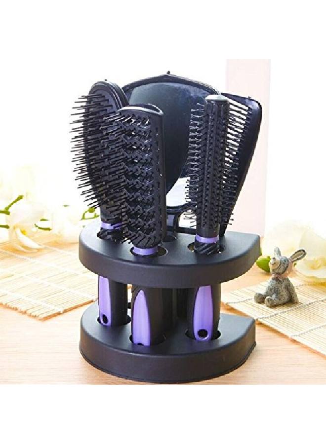 Healthcom 5 Pcs Hair Combs Set Professional Salon Hair Cutting Brushes Sets Salon Hairdressing Styling Tool Mirror And Holder Stand Set Dressing Comb Kits For Women And Menpurple - Image 2