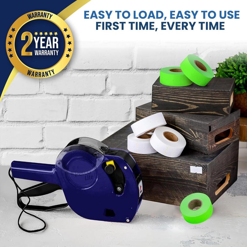 Perco Lite 1 Line Price Gun with Labels Kit - Includes 3 White Rolls, 3 Fluorescent Green Rolls, 2 Ink Rollers, 1 Ink roll and Labels Pre-Loaded - Image 4