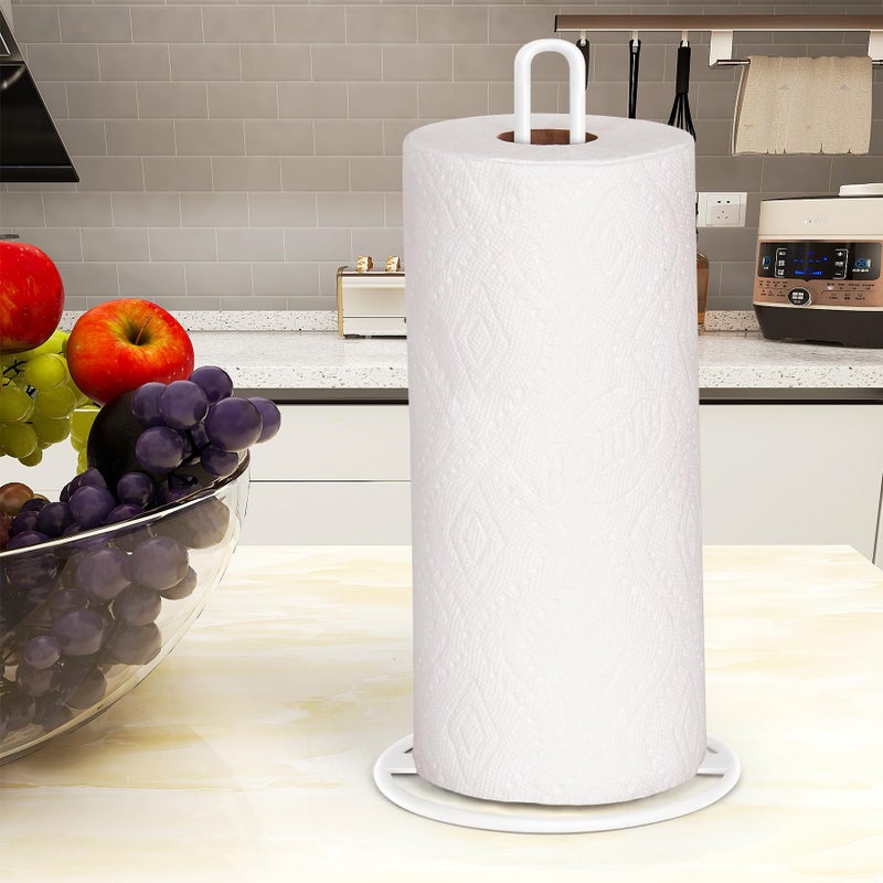 OBODING Paper Towel Holder Countertop, OBODING, Kitchen Paper Towel Stand Holder for Kitchen Organization and Storage, Paper Towel Holders for Standard and Large Size Rolls (White) - Image 3