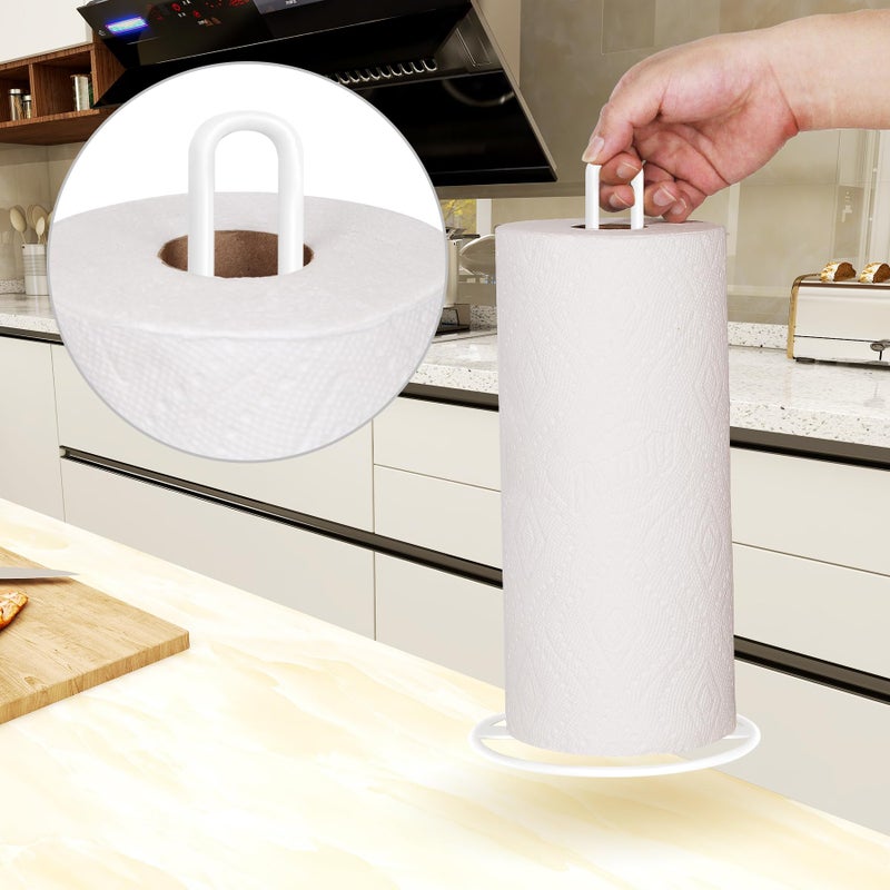 OBODING Paper Towel Holder Countertop, OBODING, Kitchen Paper Towel Stand Holder for Kitchen Organization and Storage, Paper Towel Holders for Standard and Large Size Rolls (White) - Image 4
