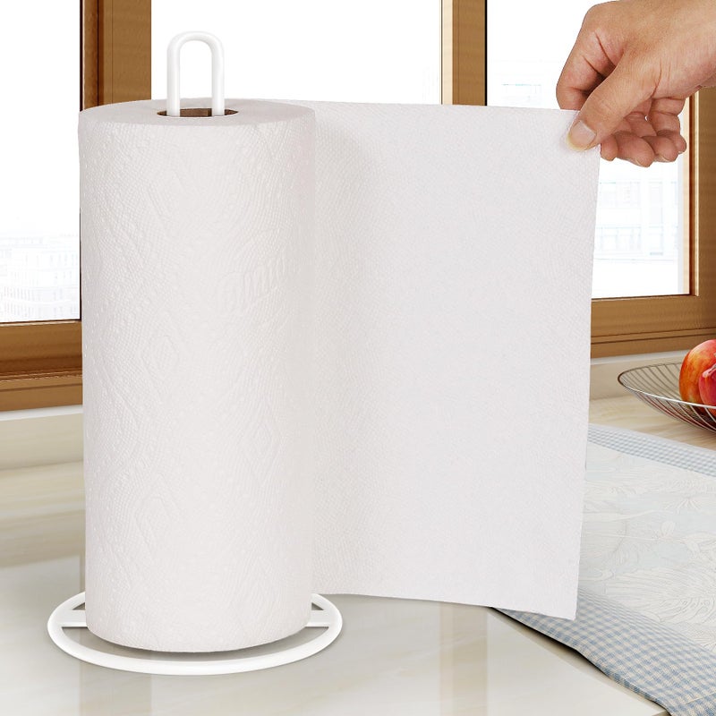 OBODING Paper Towel Holder Countertop, OBODING, Kitchen Paper Towel Stand Holder for Kitchen Organization and Storage, Paper Towel Holders for Standard and Large Size Rolls (White) - Image 5