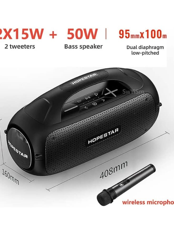 HOPESTAR Waterproof Wireless Bluetooth Speaker Hopestar With Wireless Microphone Blue - Image 2