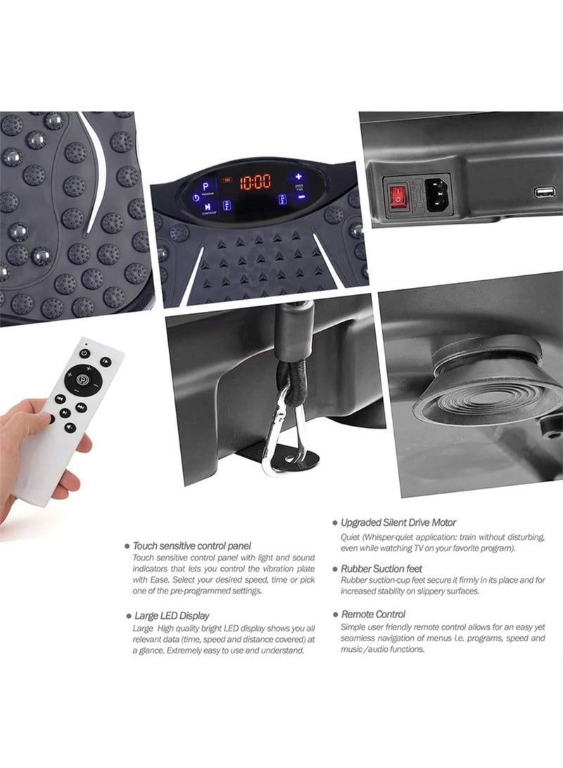 Vibration Plate Exercise Machine for Home Fitness – Whole Body Vibration Platform with Remote Control, Adjustable Speed, Resistance Bands & LED Display - Image 5